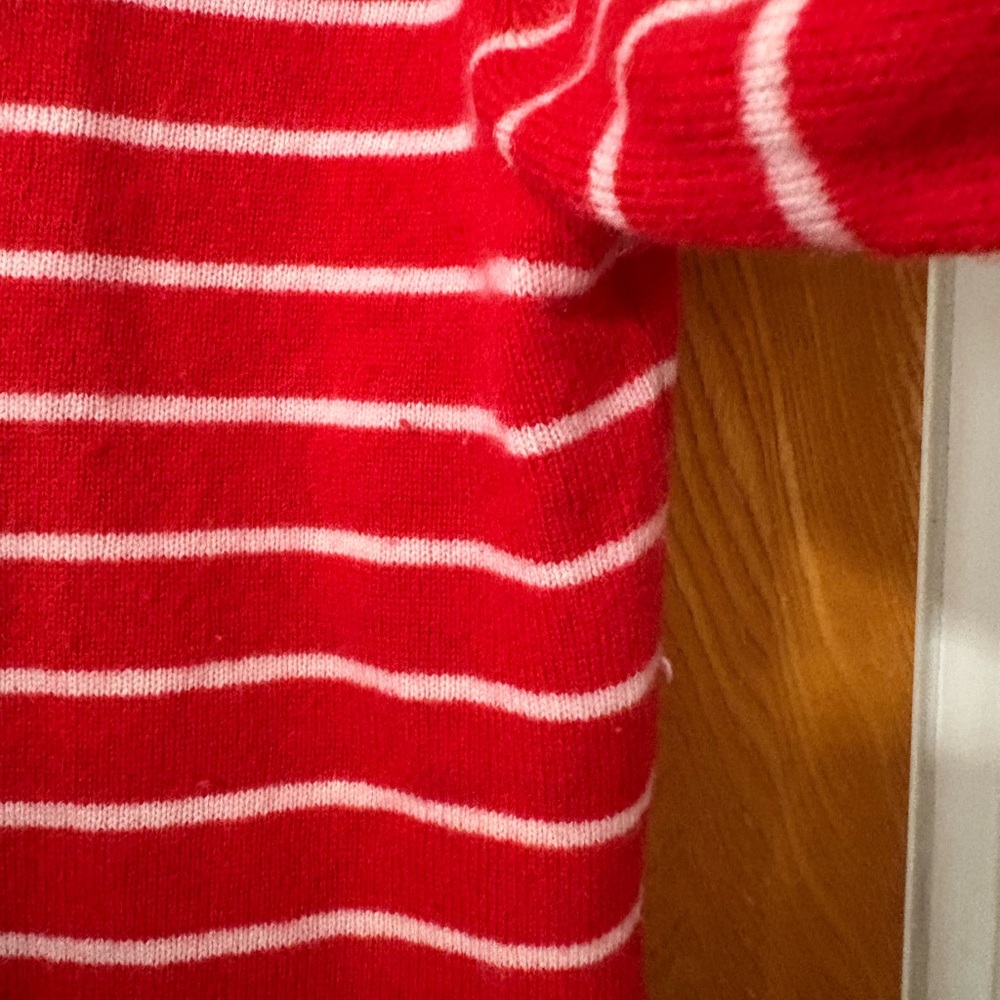 Barneys New York Red and White Striped Cashmere Crew Neck Sweater L - Picture 7 of 8